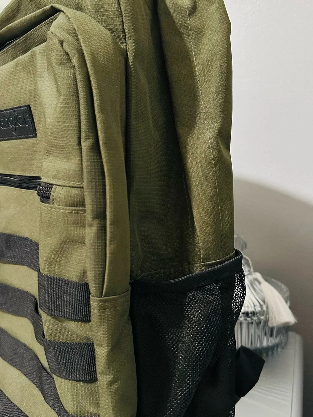 Wrangler Olive Green Backpack with Black Webbing